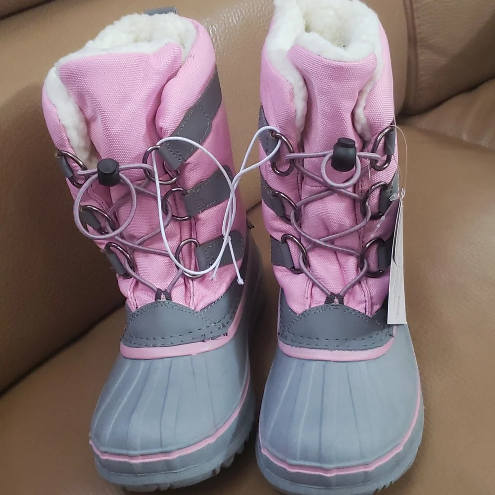 Totes Kids- very warm boots in gray/pink